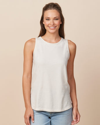 Pretreated Enza 00579 Ladies Essential Relaxed Tank - Oyster Shell