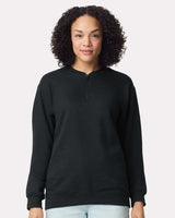 Pretreated Gildan SF008 Softstyle Midweight Quarter Zip Sweatshirt - Black