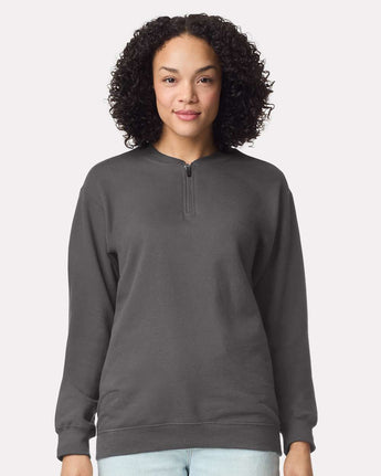 Pretreated Gildan SF008 Softstyle Midweight Quarter Zip Sweatshirt - Charcoal