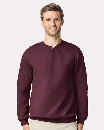 Pretreated Gildan SF008 Softstyle Midweight Quarter Zip Sweatshirt - Maroon