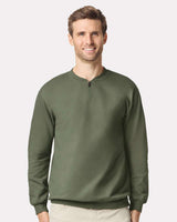 Pretreated Gildan SF008 Softstyle Midweight Quarter Zip Sweatshirt - Military Green