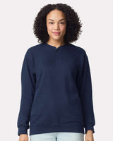 Pretreated Gildan SF008 Softstyle Midweight Quarter Zip Sweatshirt - Navy