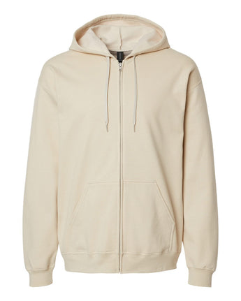 Pretreated Gildan SF600 Softstyle Full-Zip Hooded Sweatshirt - Sand