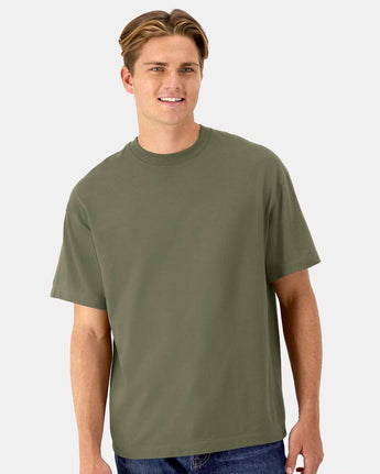 Pretreated Hanes 5180R Unisex Beefy-T Retro Street T-Shirt - Fatigue Green