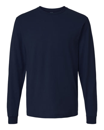 Pretreated Tultex 202LS Fine Jersey Long Sleeve T-Shirt - Navy