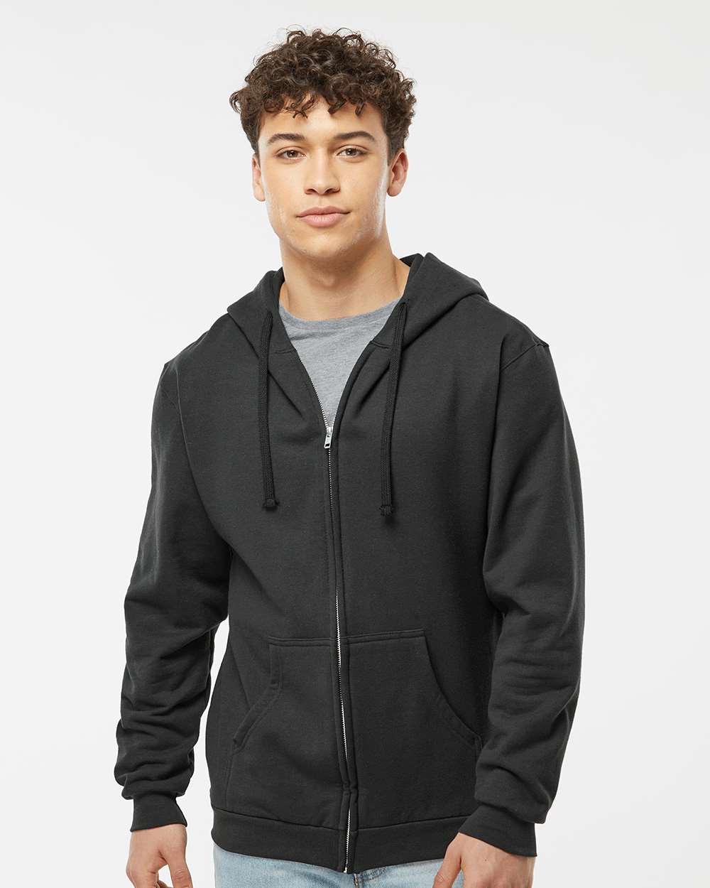Pretreated Tultex 331 Full-Zip Hooded Sweatshirt Black