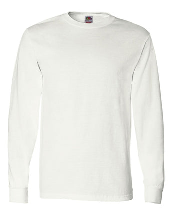 Pretreated Fruit of the Loom 4930R HD Cotton Long Sleeve T-Shirt - White