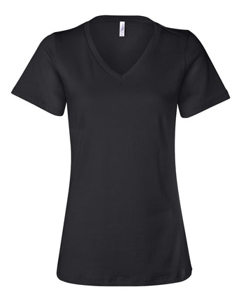 Pretreated BELLA+CANVAS 6405 Women's Relaxed Jersey V-Neck Tee - Black