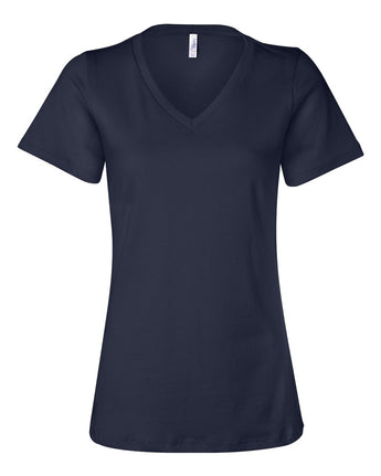 Pretreated BELLA+CANVAS 6405 Women's Relaxed Jersey V-Neck Tee - Navy