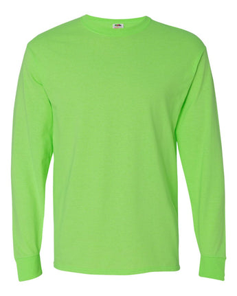 Pretreated Fruit of the Loom 4930R HD Cotton Long Sleeve T-Shirt - Neon Green