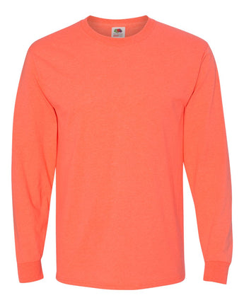 Pretreated Fruit of the Loom 4930R HD Cotton Long Sleeve T-Shirt - Retro Heather Coral